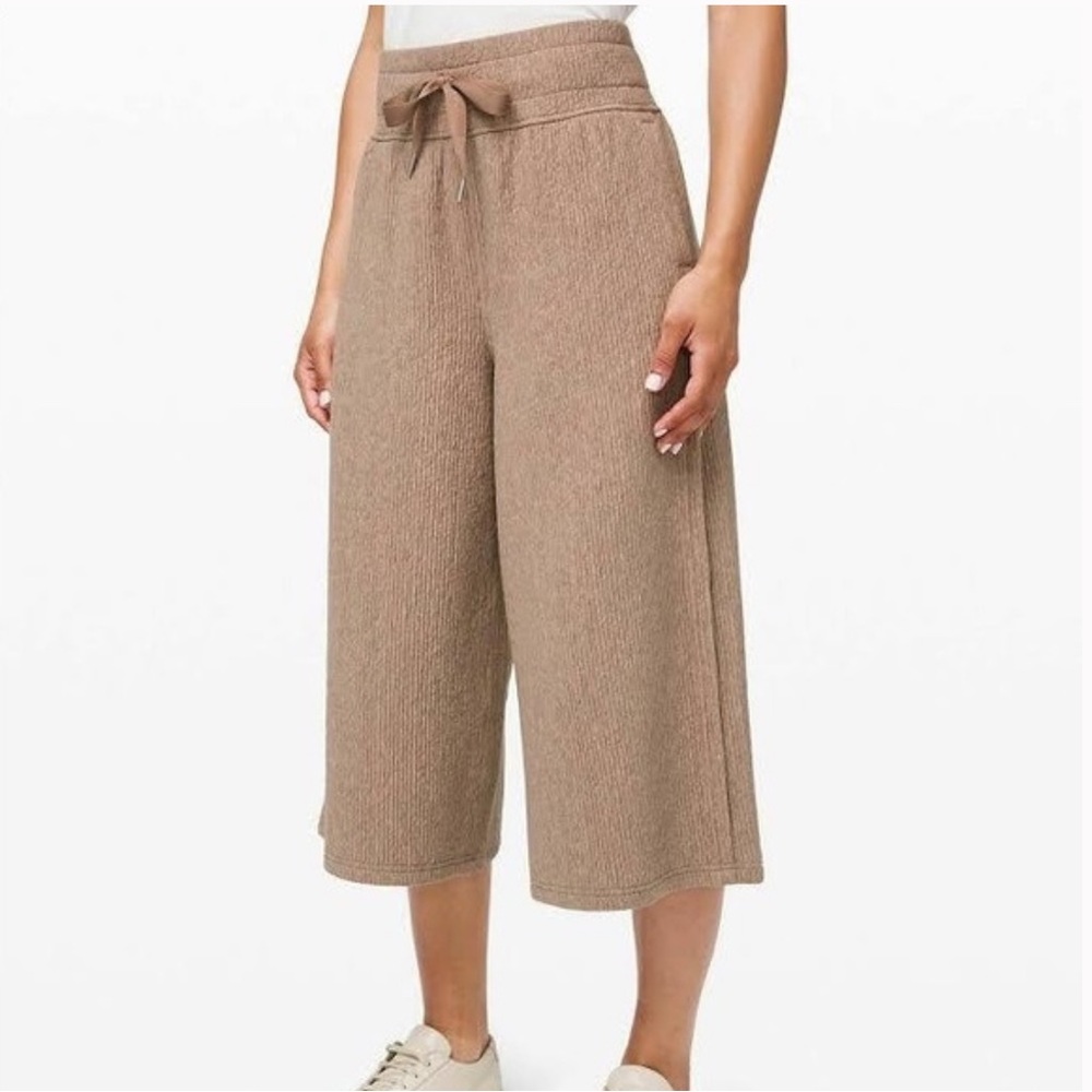 Lululemon Retreat Yourself Soft Cozy Wide Crop Pant Sand Beige 4